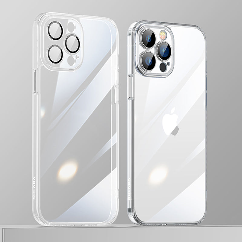 SULADA Crystal Steel Series for iPhone 13 Pro 6.1 inch TPU + Tempered Glass Hybrid Phone Case Electroplating Airbag Anti-fall Protection Cover