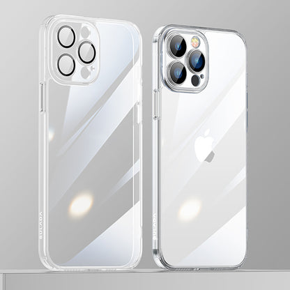SULADA Crystal Steel Series for iPhone 13 Pro 6.1 inch TPU + Tempered Glass Hybrid Phone Case Electroplating Airbag Anti-fall Protection Cover
