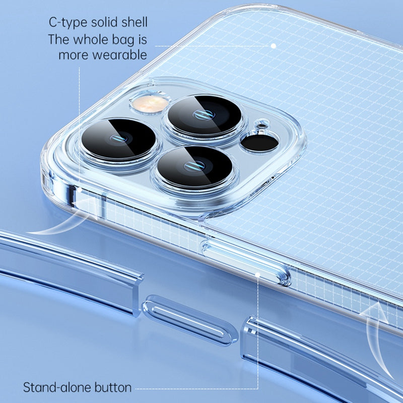 SULADA Crystal Steel Series for iPhone 13 Pro 6.1 inch TPU + Tempered Glass Hybrid Phone Case Electroplating Airbag Anti-fall Protection Cover