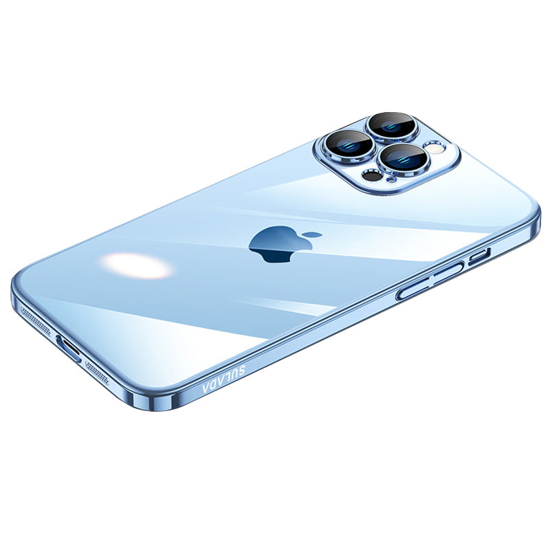 SULADA JINGJIA Series for iPhone 13 Pro 6.1 inch Electroplating Ultra Slim PC Phone Case with Tempered Glass Lens Protector