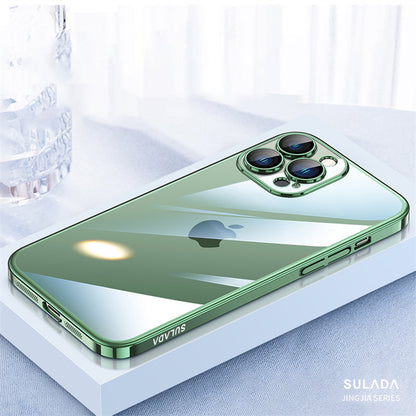 SULADA JINGJIA Series for iPhone 13 Pro 6.1 inch Electroplating Ultra Slim PC Phone Case with Tempered Glass Lens Protector