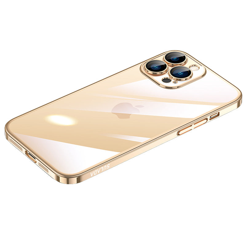 SULADA JINGJIA Series for iPhone 13 Pro 6.1 inch Electroplating Ultra Slim PC Phone Case with Tempered Glass Lens Protector