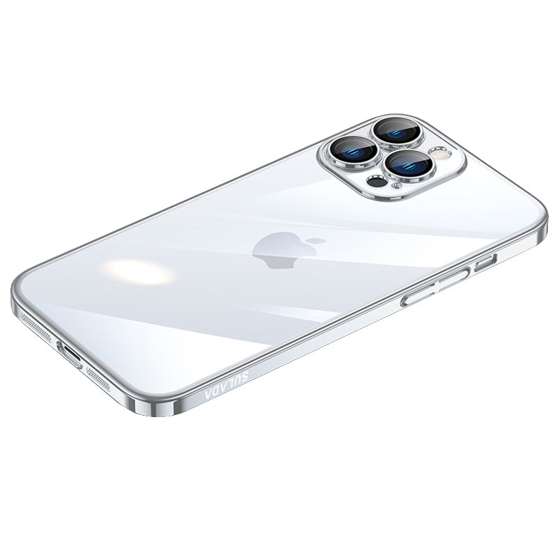 SULADA JINGJIA Series for iPhone 13 Pro 6.1 inch Electroplating Ultra Slim PC Phone Case with Tempered Glass Lens Protector