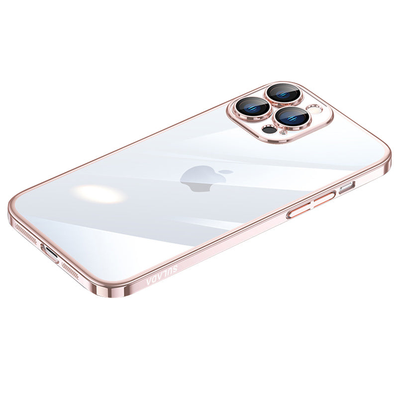 SULADA JINGJIA Series for iPhone 13 Pro 6.1 inch Electroplating Ultra Slim PC Phone Case with Tempered Glass Lens Protector