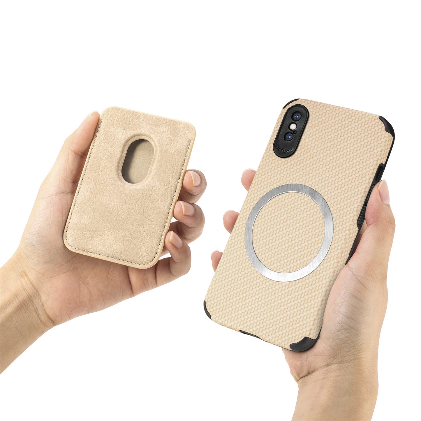 For iPhone X/XS 5.8 inch Carbon Fiber Texture Wear-resistant Phone Case PU Leather + TPU + PVC Protector with Detachable Magnetic Card Holder