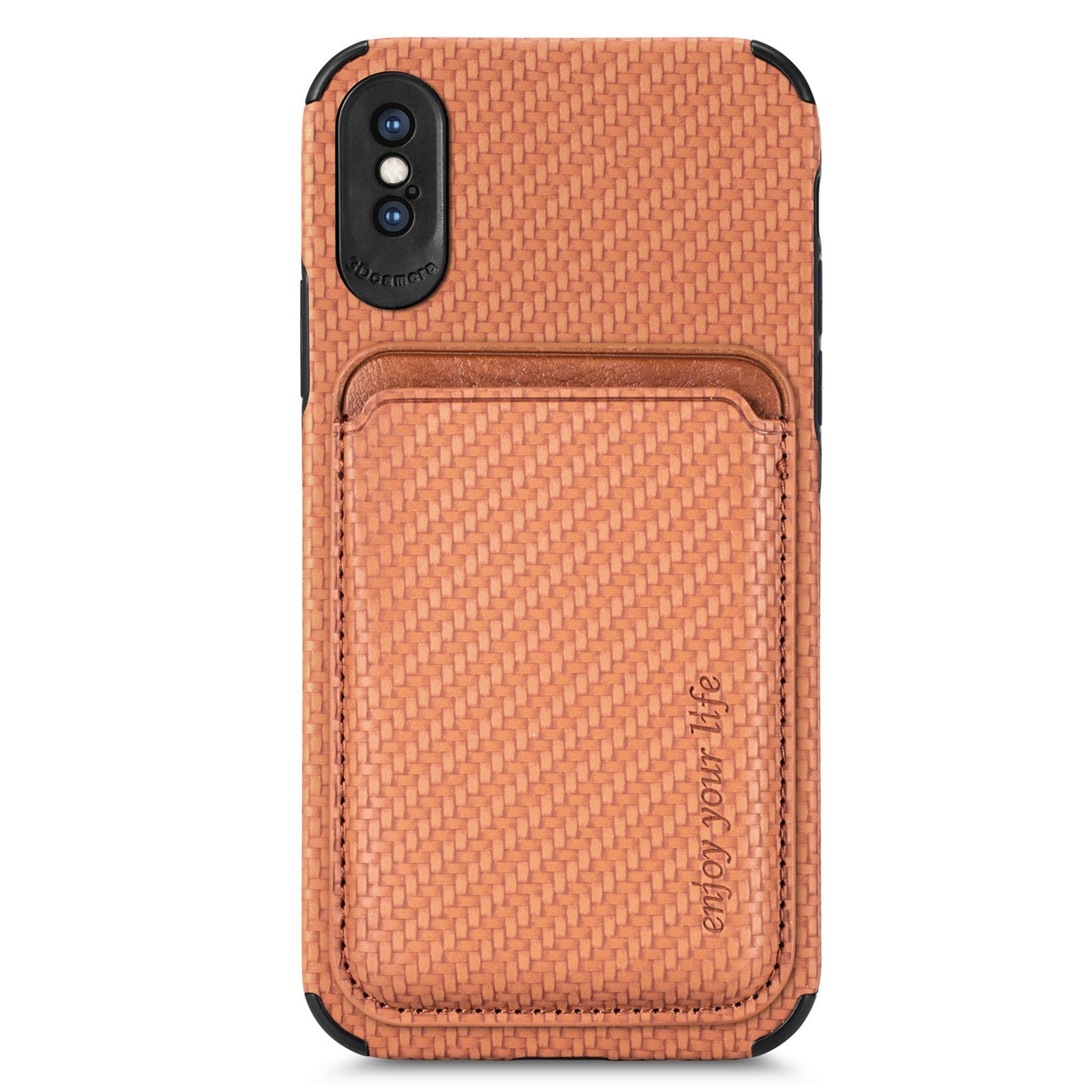 For iPhone X/XS 5.8 inch Carbon Fiber Texture Wear-resistant Phone Case PU Leather + TPU + PVC Protector with Detachable Magnetic Card Holder