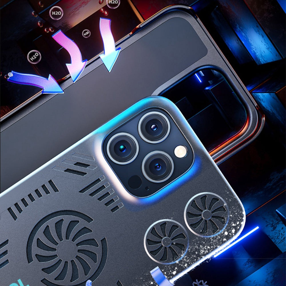 For iPhone 13 Pro 6.1 inch Anti-fingerprint Phone Case Heat Dissipation Hollow-out Back Cover with Magnetic Metal Sheet