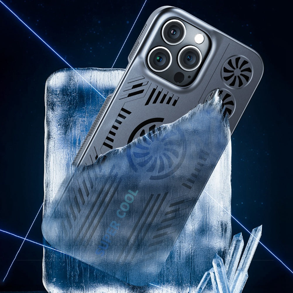 For iPhone 13 Pro 6.1 inch Anti-fingerprint Phone Case Heat Dissipation Hollow-out Back Cover with Magnetic Metal Sheet