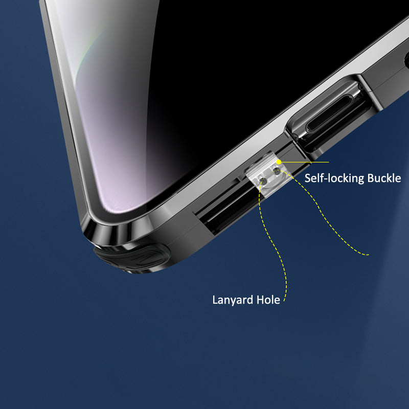 For iPhone 14 Anti-drop Phone Cover Four Corners Protection Double-Sided Magnetic Metal Frame Anti-Spy Phone Case with Lock Buckle Design