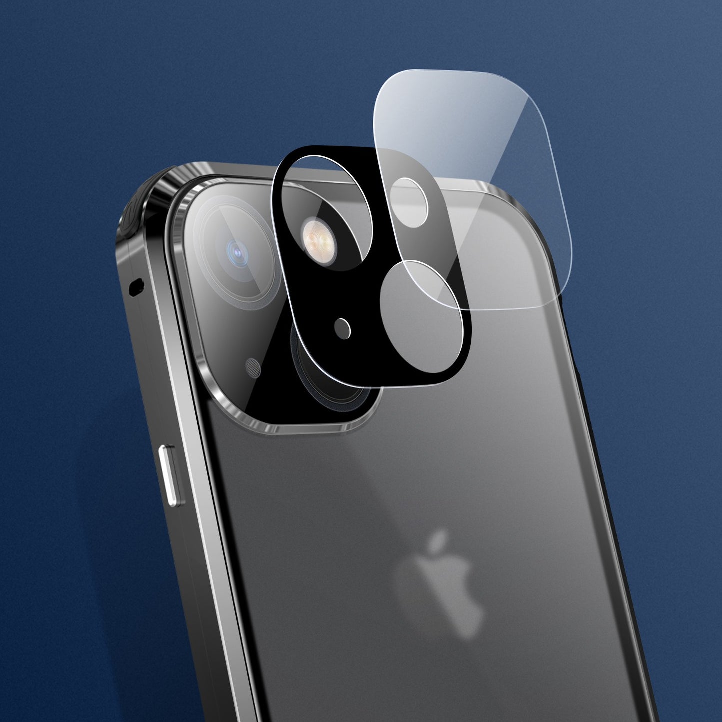 For iPhone 14 Anti-drop Phone Cover Four Corners Protection Double-Sided Magnetic Metal Frame Anti-Spy Phone Case with Lock Buckle Design