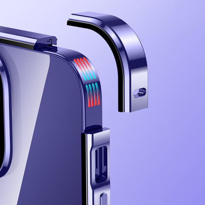 For iPhone 14 Anti-Scratch Phone Case Full Guard Shockproof Case Magnetic Metal Frame + Tempered Glass Phone Cover with Self-Locking Buckle