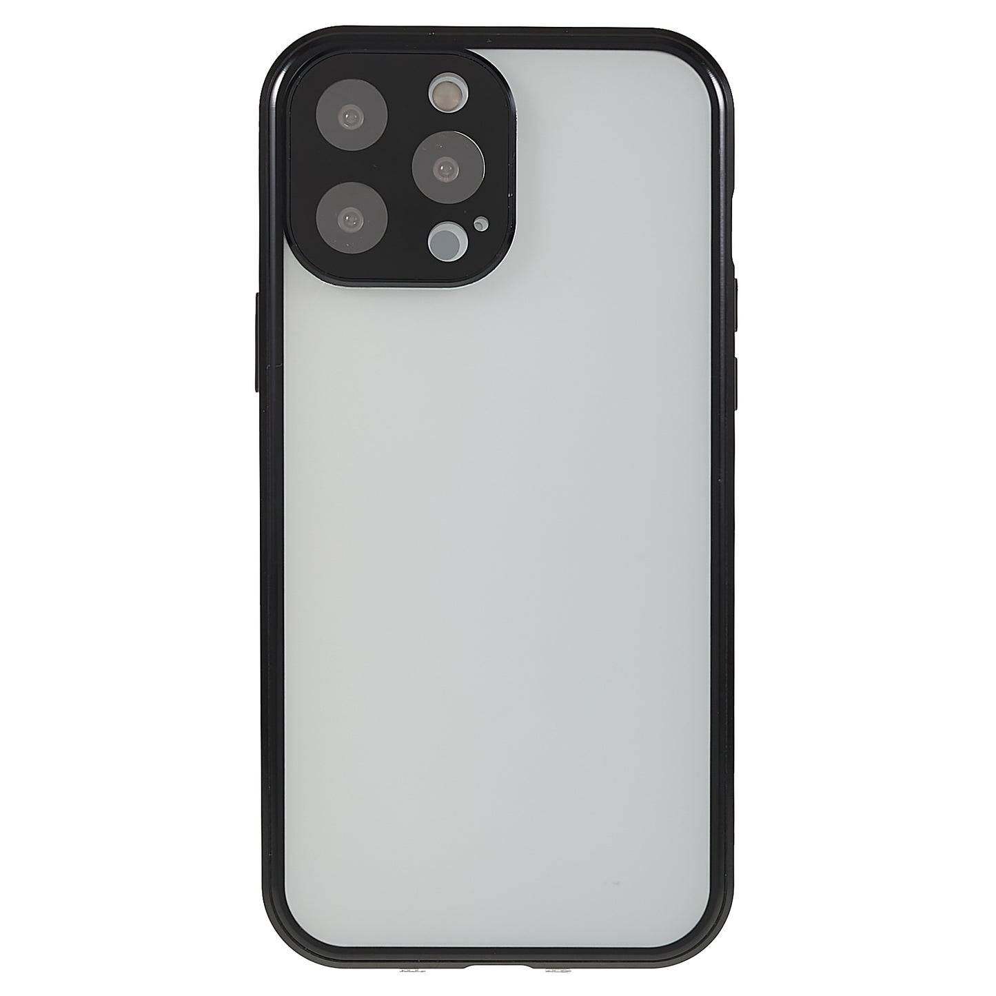 For iPhone 13 Pro 6.1 inch Straight Edge Privacy Case Double Sides Tempered Glass Back Frosted Magnetic Adsorption Metal Frame Safety Buckle Full Body Protection Phone Cover