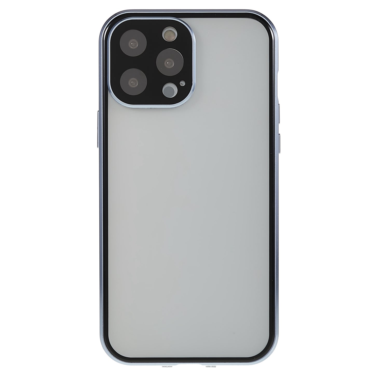 For iPhone 13 Pro 6.1 inch Straight Edge Privacy Case Double Sides Tempered Glass Back Frosted Magnetic Adsorption Metal Frame Safety Buckle Full Body Protection Phone Cover