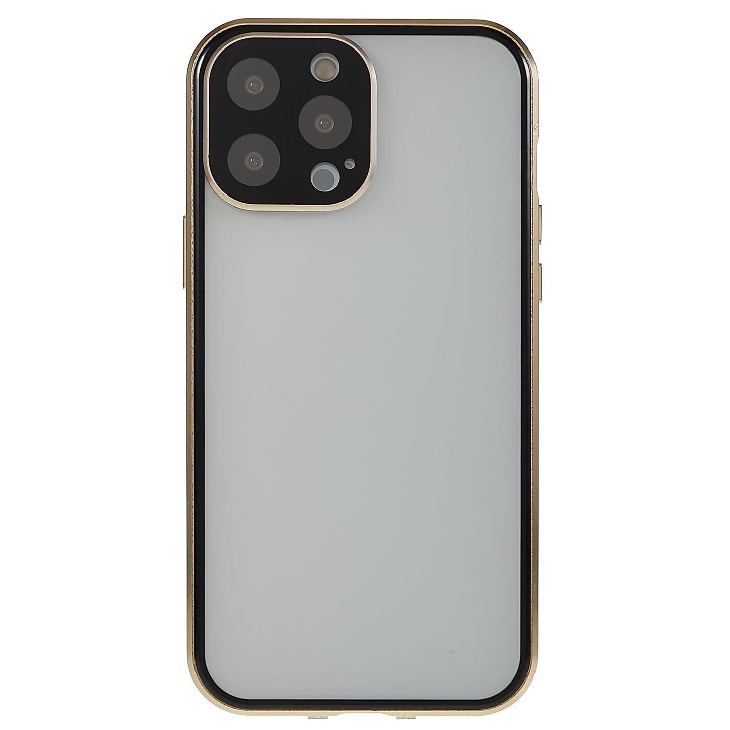 For iPhone 13 Pro 6.1 inch Straight Edge Privacy Case Double Sides Tempered Glass Back Frosted Magnetic Adsorption Metal Frame Safety Buckle Full Body Protection Phone Cover