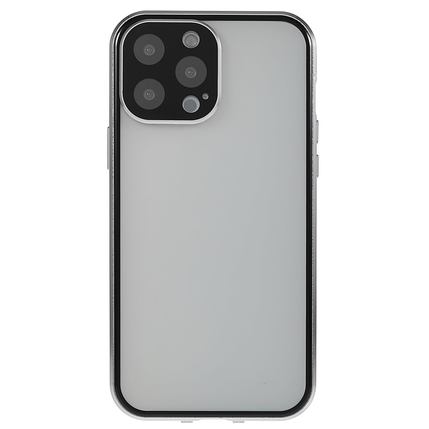 For iPhone 13 Pro 6.1 inch Straight Edge Privacy Case Double Sides Tempered Glass Back Frosted Magnetic Adsorption Metal Frame Safety Buckle Full Body Protection Phone Cover