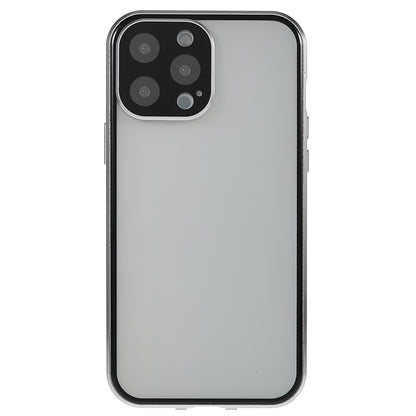 For iPhone 13 Pro 6.1 inch Straight Edge Privacy Case Double Sides Tempered Glass Back Frosted Magnetic Adsorption Metal Frame Safety Buckle Full Body Protection Phone Cover