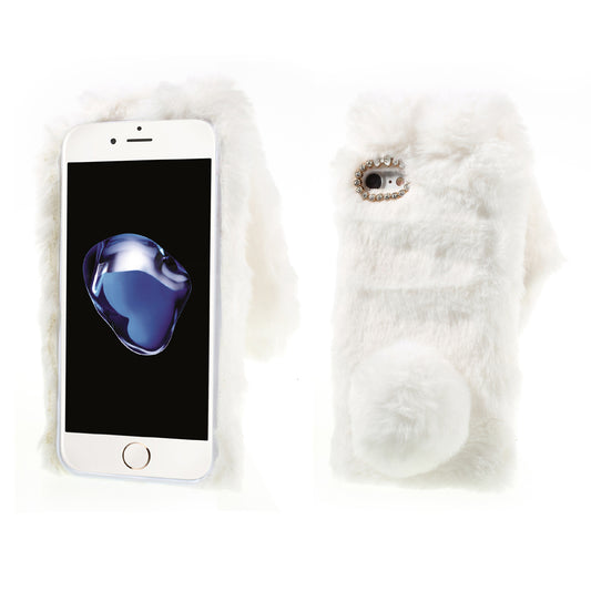 Rabbit Shape Warm Fur TPU Cell Phone Casing for iPhone SE (2020)/SE (2022)/8/7 4.7 inch