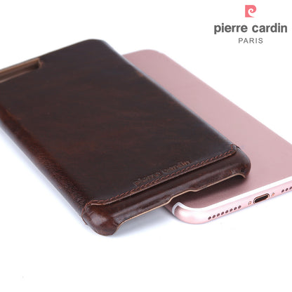 PIERRE CARDIN Stitched Genuine Leather Back Case for iPhone 8 Plus / 7 Plus 5.5