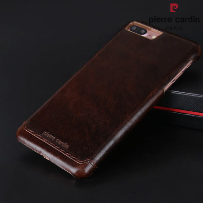 PIERRE CARDIN Stitched Genuine Leather Back Case for iPhone 8 Plus / 7 Plus 5.5