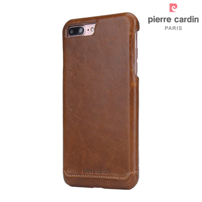 PIERRE CARDIN Stitched Genuine Leather Back Case for iPhone 8 Plus / 7 Plus 5.5