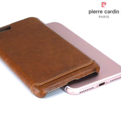 PIERRE CARDIN Stitched Genuine Leather Back Case for iPhone 8 Plus / 7 Plus 5.5