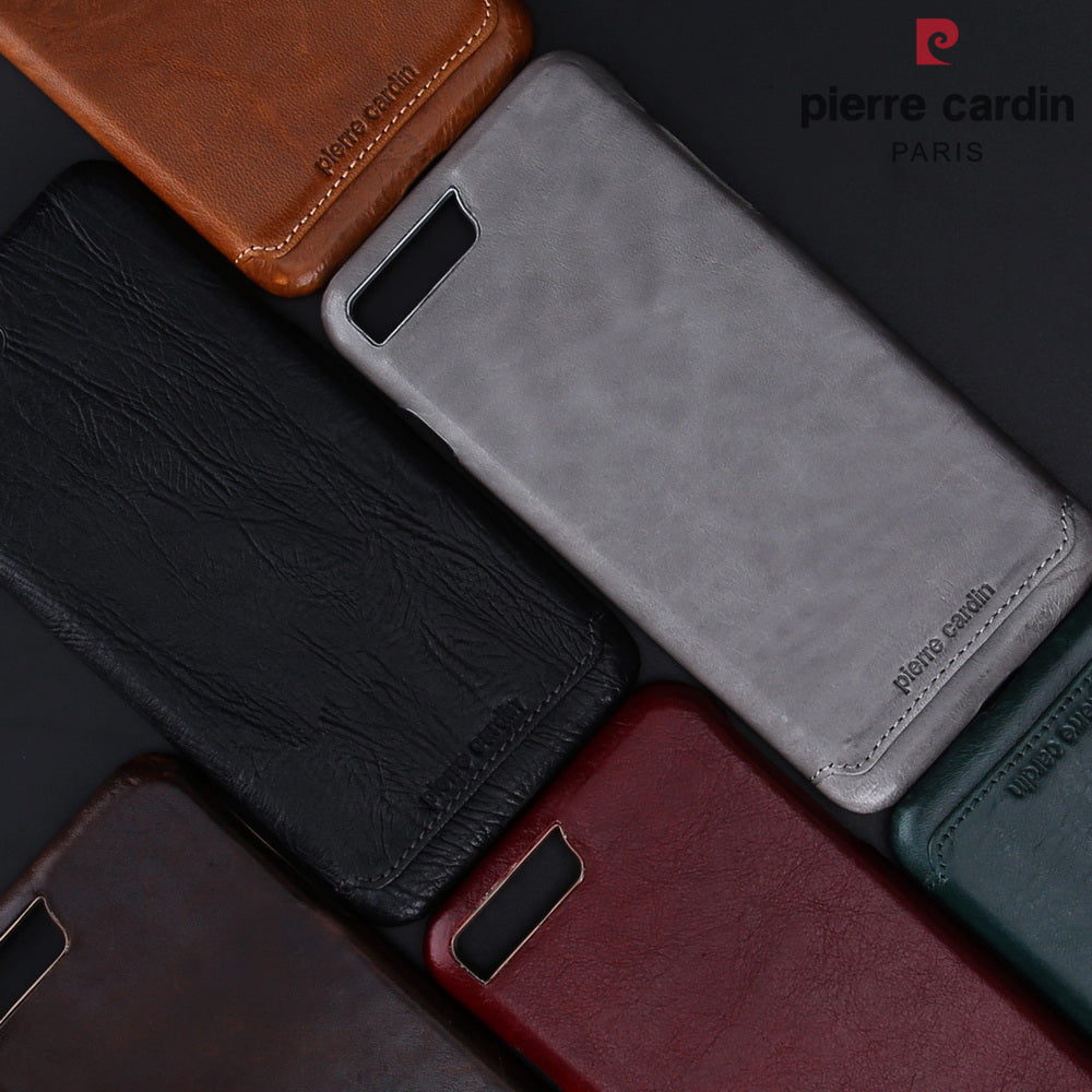 PIERRE CARDIN Stitched Genuine Leather Back Case for iPhone 8 Plus / 7 Plus 5.5