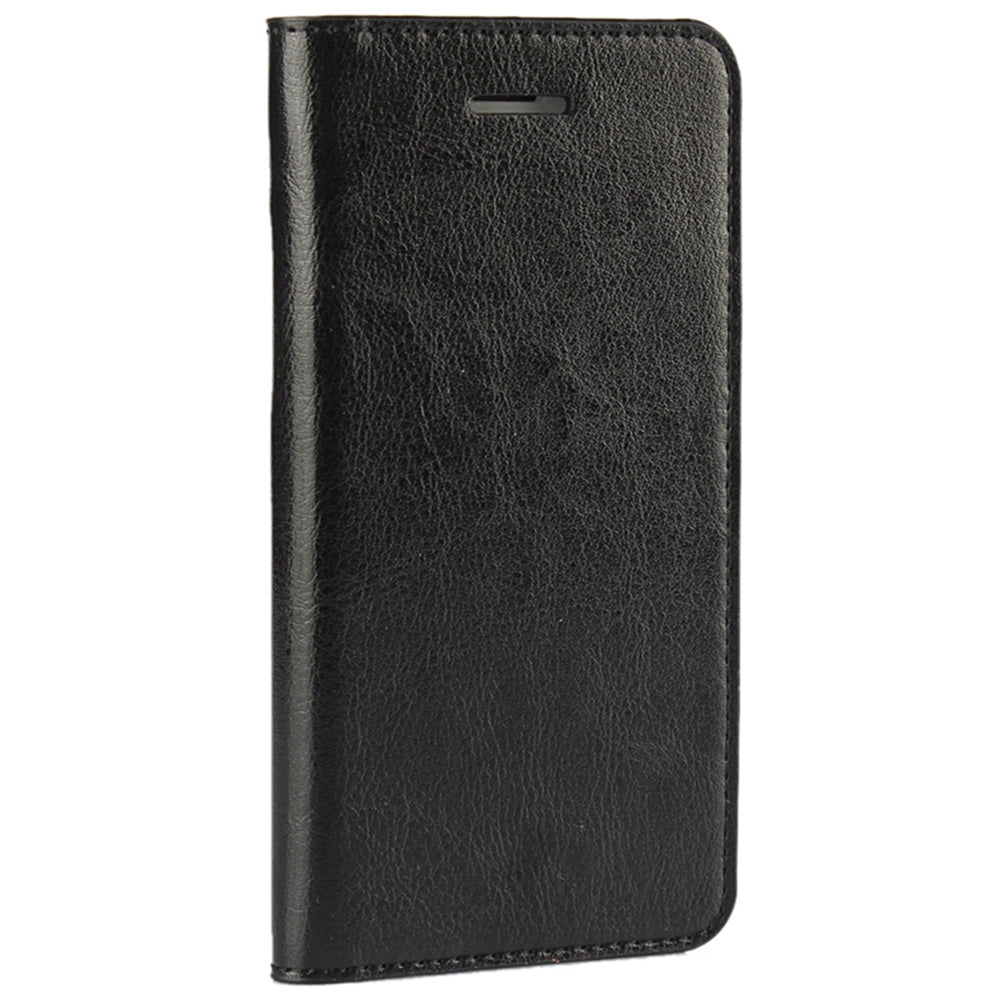 For iPhone SE (2020)/SE (2022)/8/7 4.7 inch Oiled-edgingCrazy Horse Genuine Leather Attached Hard PC Inner Case Wallet Stand Flip Phone Cover -Red