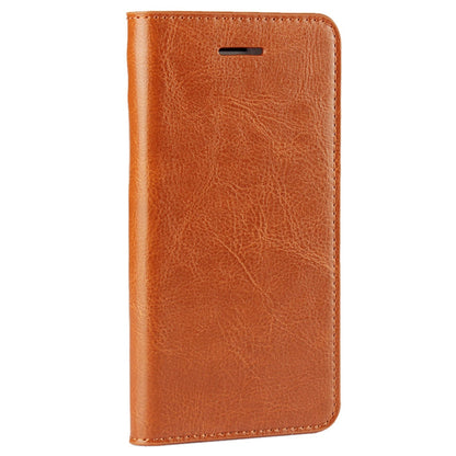 For iPhone SE (2020)/SE (2022)/8/7 4.7 inch Oiled-edgingCrazy Horse Genuine Leather Attached Hard PC Inner Case Wallet Stand Flip Phone Cover -Red