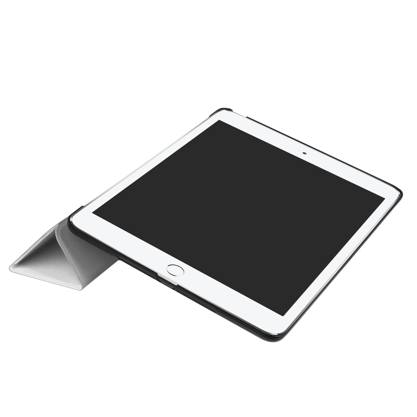 For iPad 9.7 (2018) / 9.7 (2017) Tri-fold Stand Lightweight Full Protection Smart Leather Tablet Case Cover