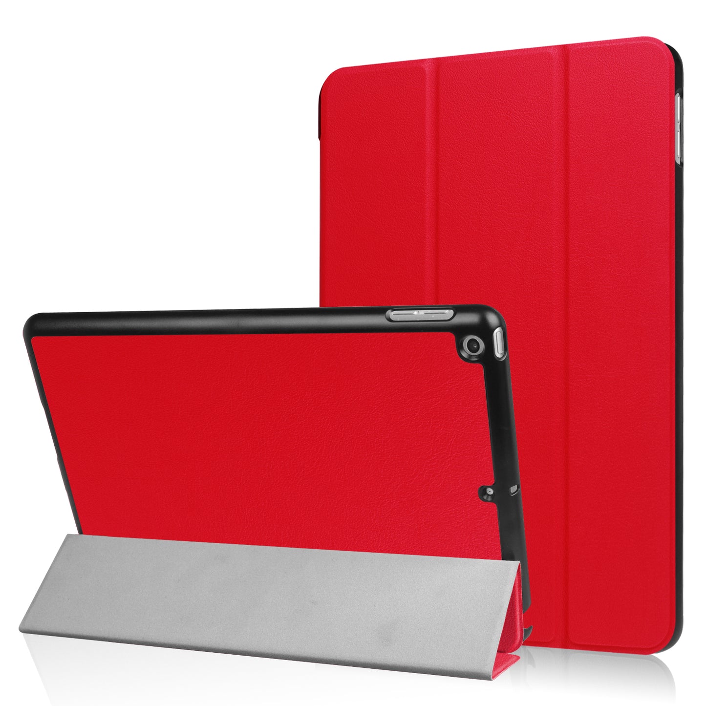 For iPad 9.7 (2018) / 9.7 (2017) Tri-fold Stand Lightweight Full Protection Smart Leather Tablet Case Cover