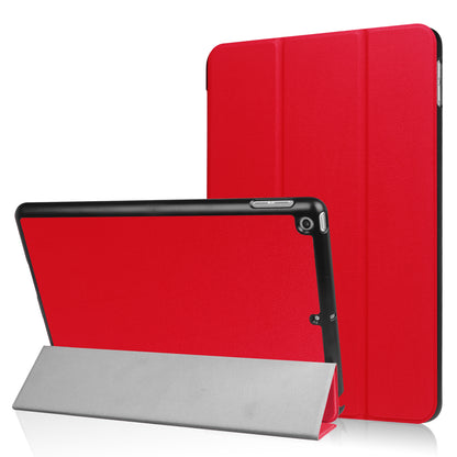 For iPad 9.7 (2018) / 9.7 (2017) Tri-fold Stand Lightweight Full Protection Smart Leather Tablet Case Cover
