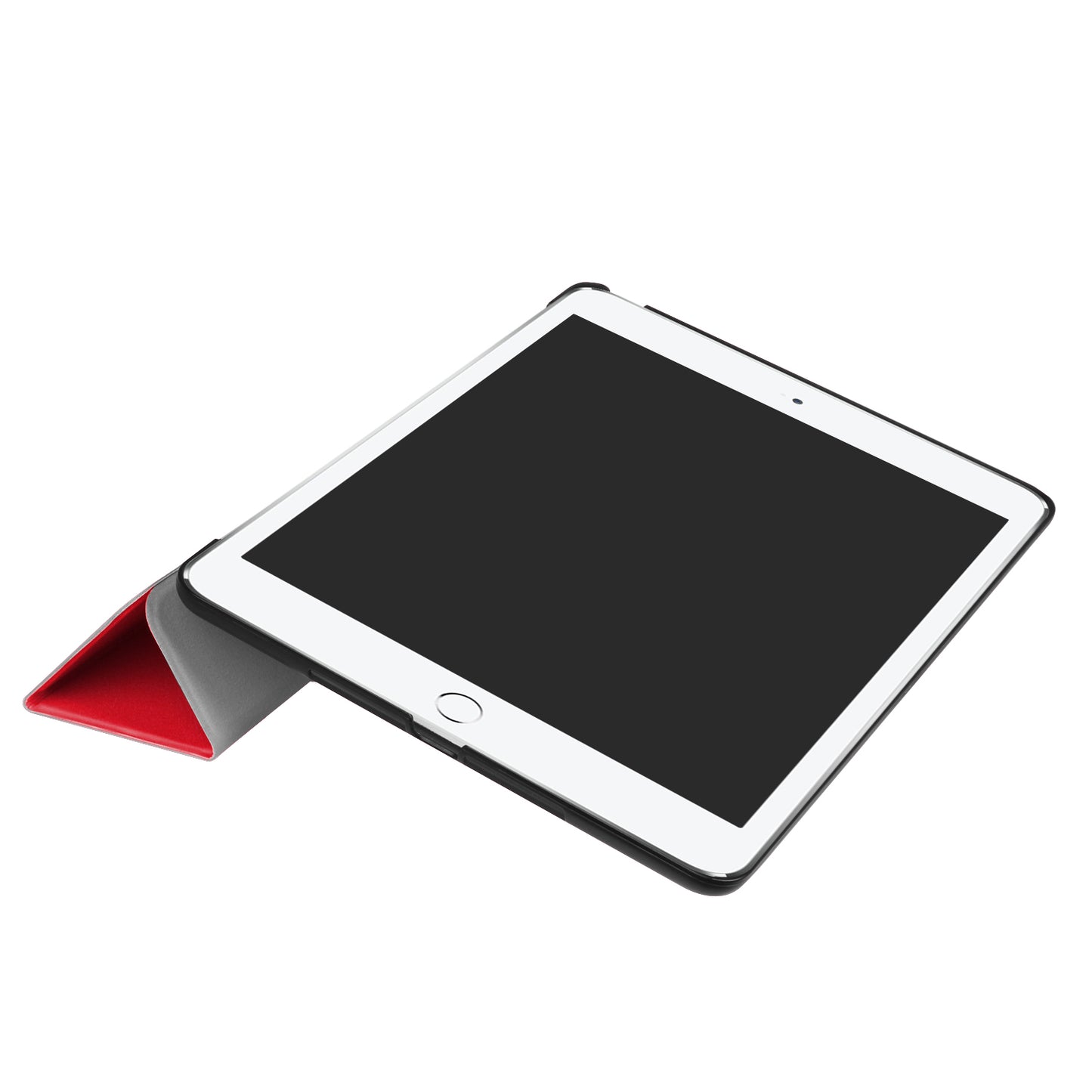 For iPad 9.7 (2018) / 9.7 (2017) Tri-fold Stand Lightweight Full Protection Smart Leather Tablet Case Cover