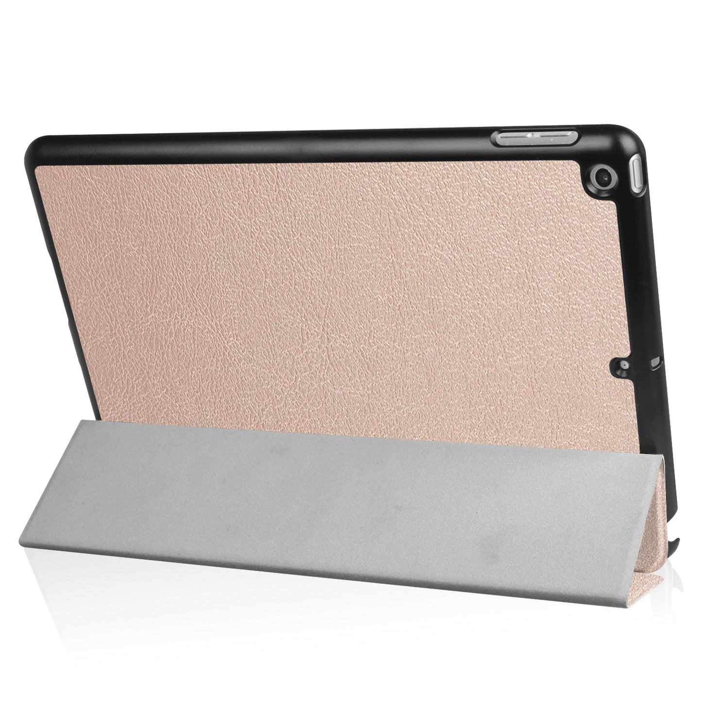 For iPad 9.7 (2018) / 9.7 (2017) Tri-fold Stand Lightweight Full Protection Smart Leather Tablet Case Cover