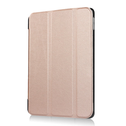 For iPad 9.7 (2018) / 9.7 (2017) Tri-fold Stand Lightweight Full Protection Smart Leather Tablet Case Cover