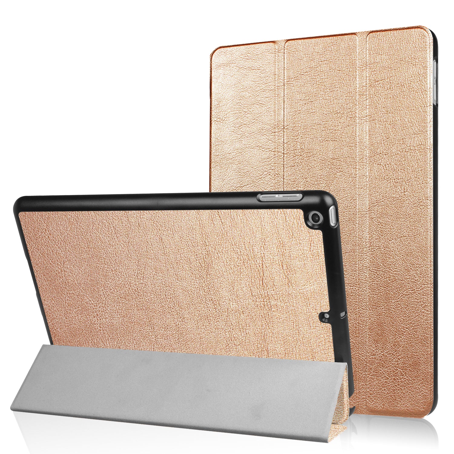 For iPad 9.7 (2018) / 9.7 (2017) Tri-fold Stand Lightweight Full Protection Smart Leather Tablet Case Cover