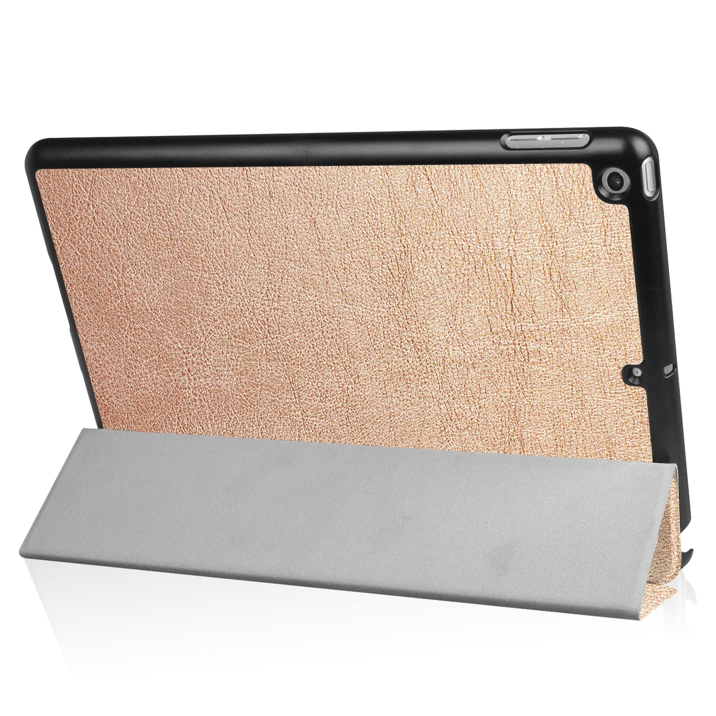 For iPad 9.7 (2018) / 9.7 (2017) Tri-fold Stand Lightweight Full Protection Smart Leather Tablet Case Cover