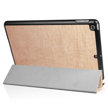 For iPad 9.7 (2018) / 9.7 (2017) Tri-fold Stand Lightweight Full Protection Smart Leather Tablet Case Cover