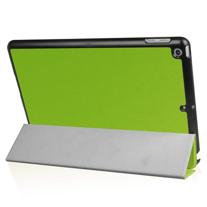 For iPad 9.7 (2018) / 9.7 (2017) Tri-fold Stand Lightweight Full Protection Smart Leather Tablet Case Cover