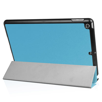 For iPad 9.7 (2018) / 9.7 (2017) Tri-fold Stand Lightweight Full Protection Smart Leather Tablet Case Cover