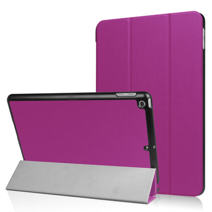 For iPad 9.7 (2018) / 9.7 (2017) Tri-fold Stand Lightweight Full Protection Smart Leather Tablet Case Cover