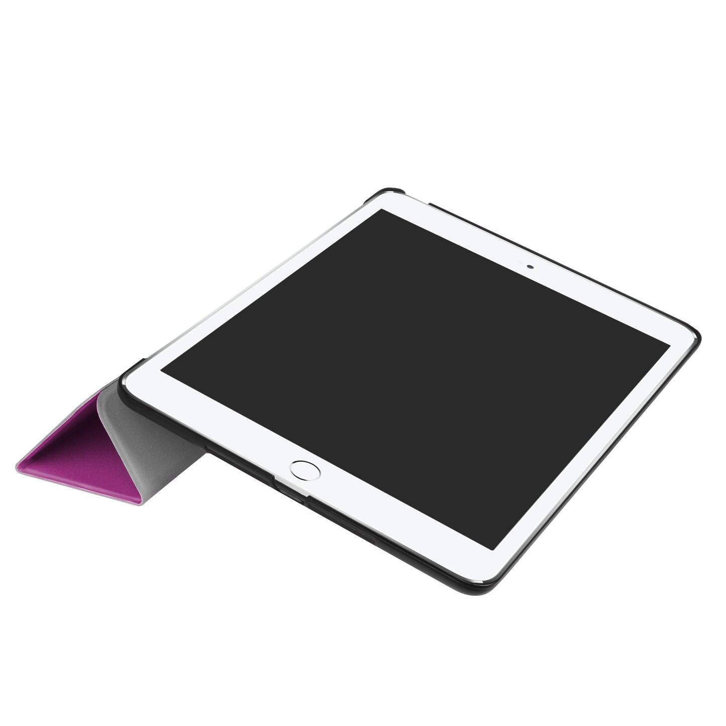 For iPad 9.7 (2018) / 9.7 (2017) Tri-fold Stand Lightweight Full Protection Smart Leather Tablet Case Cover