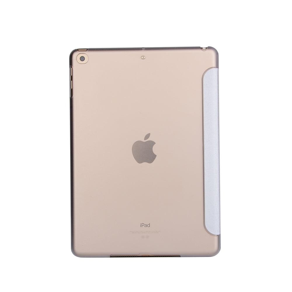 For iPad 9.7 (2018) / 9.7 (2017) Silk Texture Origami Stand Smart Leather Sleep Case- Silver