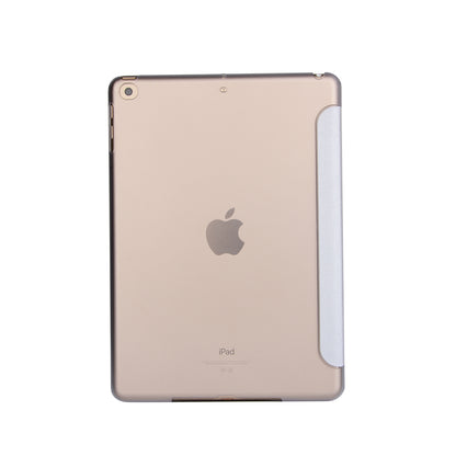 For iPad 9.7 (2018) / 9.7 (2017) Silk Texture Origami Stand Smart Leather Sleep Case- Silver