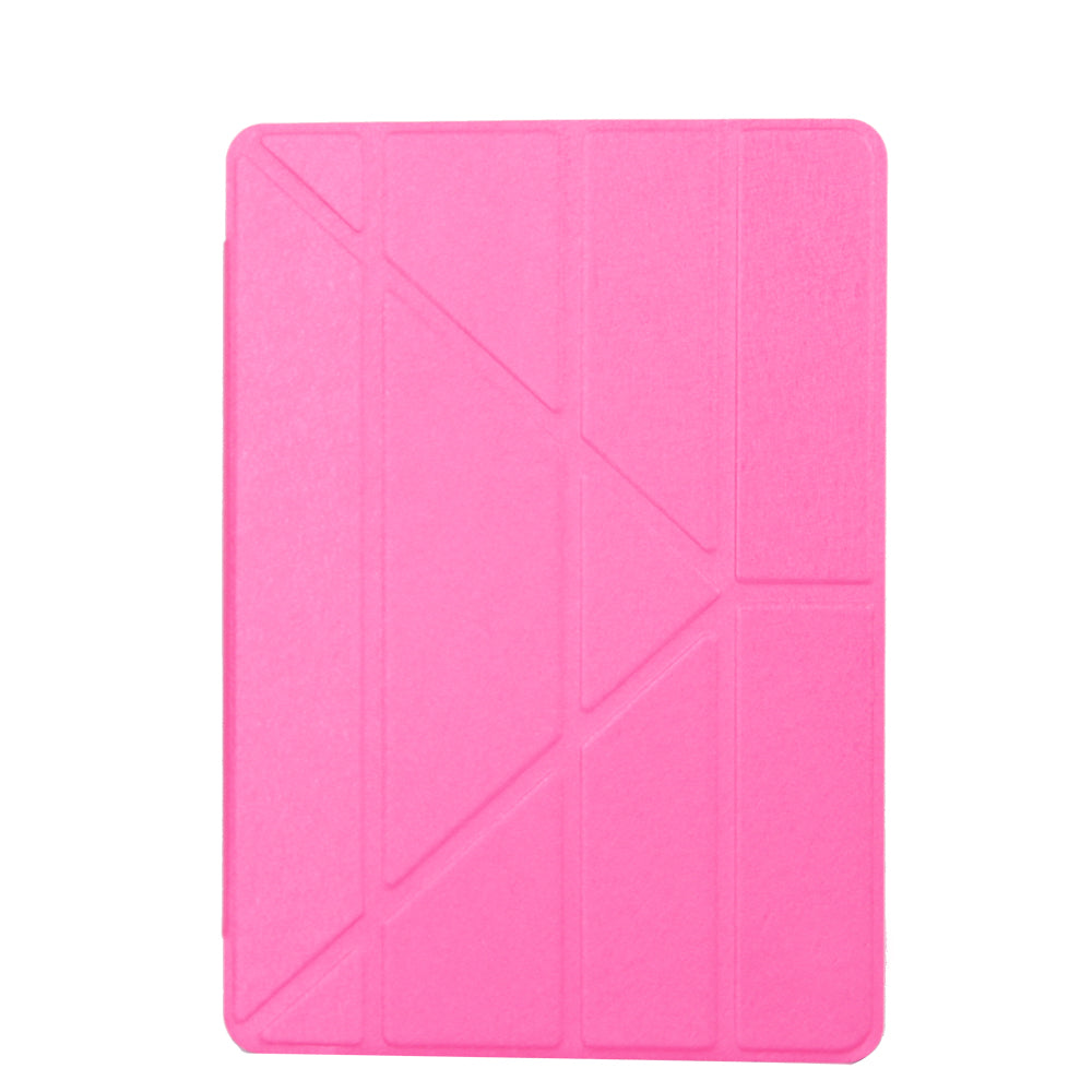 For iPad 9.7 (2018) / 9.7 (2017) Silk Texture Origami Stand Smart Leather Sleep Case- Silver
