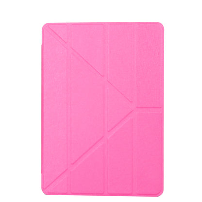 For iPad 9.7 (2018) / 9.7 (2017) Silk Texture Origami Stand Smart Leather Sleep Case- Silver