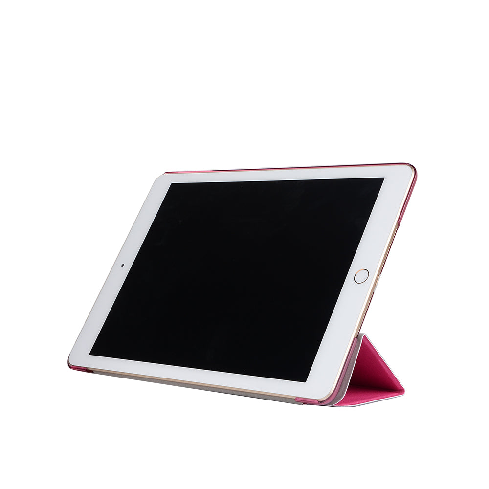 For iPad 9.7 (2018) / 9.7 (2017) Silk Texture Origami Stand Smart Leather Sleep Case- Silver