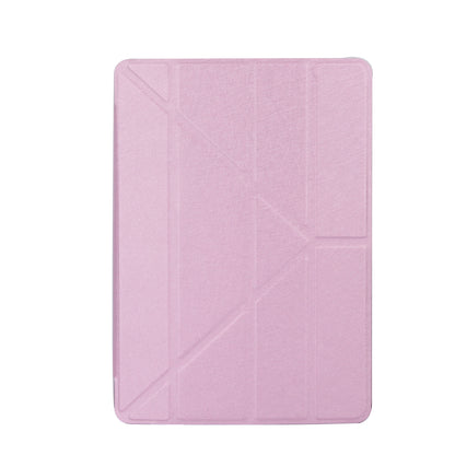 For iPad 9.7 (2018) / 9.7 (2017) Silk Texture Origami Stand Smart Leather Sleep Case- Silver