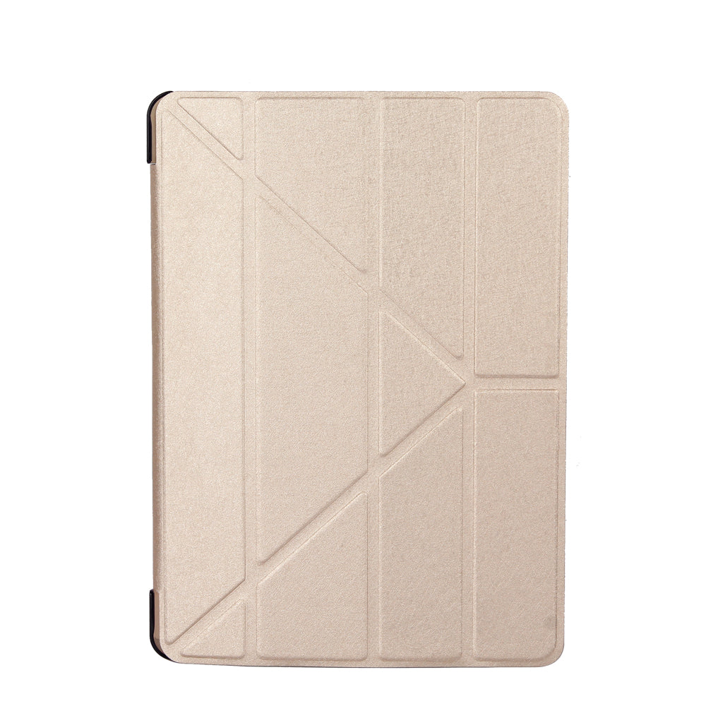 For iPad 9.7 (2018) / 9.7 (2017) Silk Texture Origami Stand Smart Leather Sleep Case- Silver