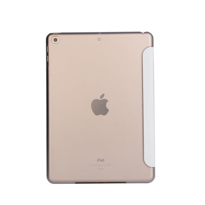 For iPad 9.7 (2018) / 9.7 (2017) Silk Texture Origami Stand Smart Leather Sleep Case- Silver