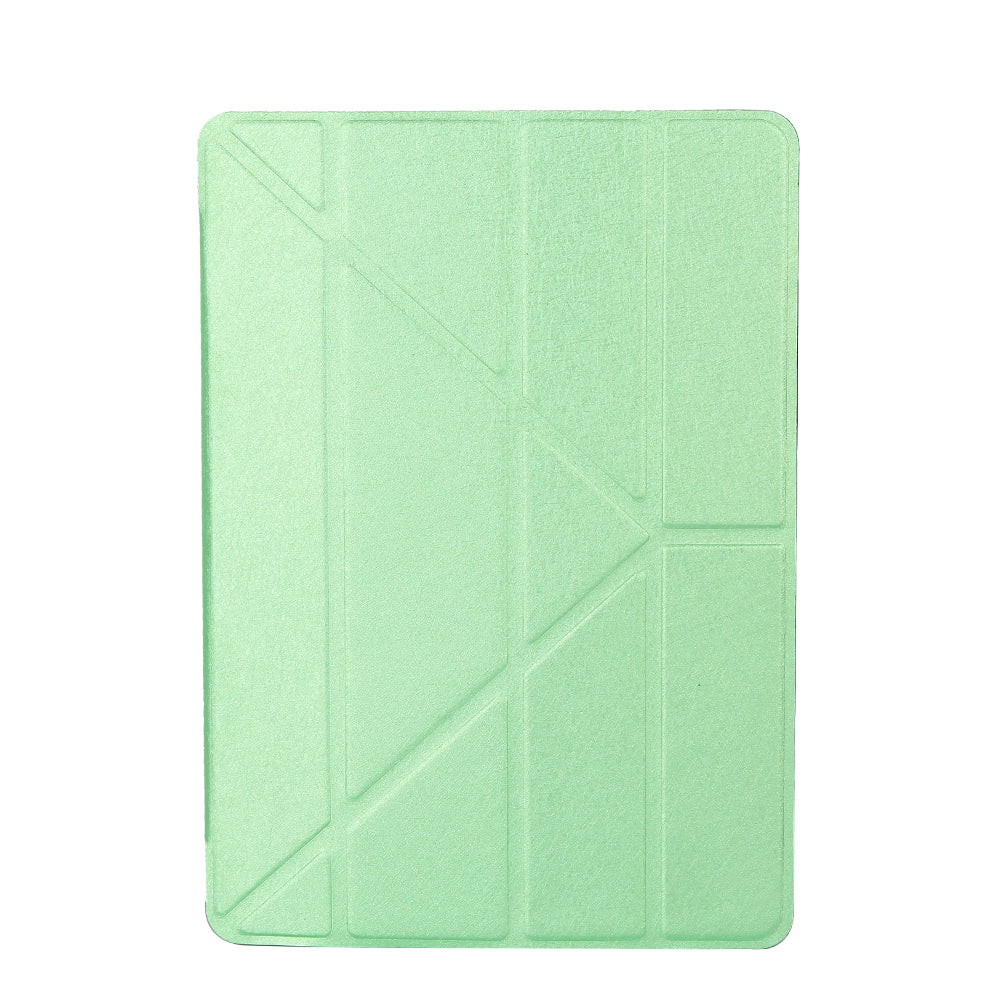 For iPad 9.7 (2018) / 9.7 (2017) Silk Texture Origami Stand Smart Leather Sleep Case- Silver